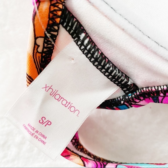 NWT Push Up Cut Out Tropical Floral Print and Stripes Bikini Top - Picture 6 of 8